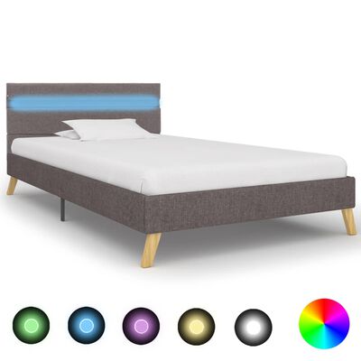 vidaXL Rám postele s LED svetlom svetlosivý 100x200 cm látkový