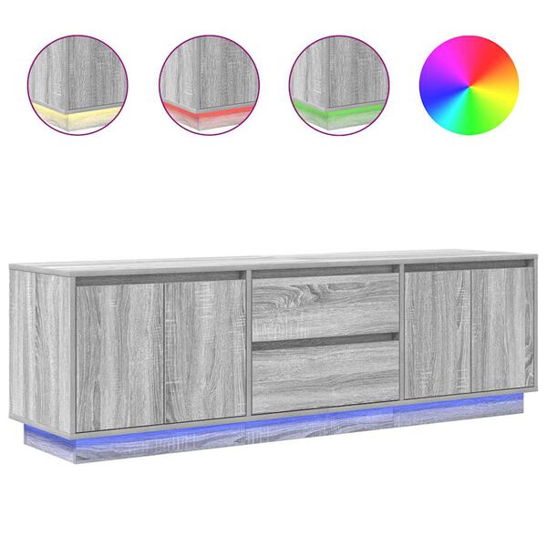 vidaXL TV skrinka s LED, siv&yacute; dub sonoma 160,5x41x50 cm