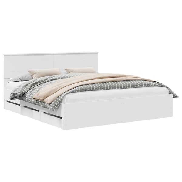 vidaXL R&aacute;m postele so z&aacute;suvkou Biela 200 x 200 cm Inžinierske drevo