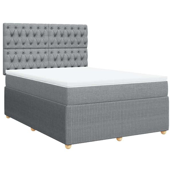 vidaXL Boxspring posteľ s matracom svetlosiv&aacute; 100x200 cm l&aacute;tka