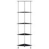 vidaXL Regál s 5 policami, čierny 30x30x130 cm, tvrdené sklo