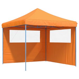 vidaXL Skladac&iacute; pop-up p&aacute;rty stan s 2 bočn&yacute;mi stenami oranžov&yacute;