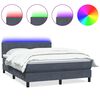 vidaXL Posteľn&yacute; r&aacute;m boxspring s matracom a LED tmavosiv&yacute; 160x210 cm zamat