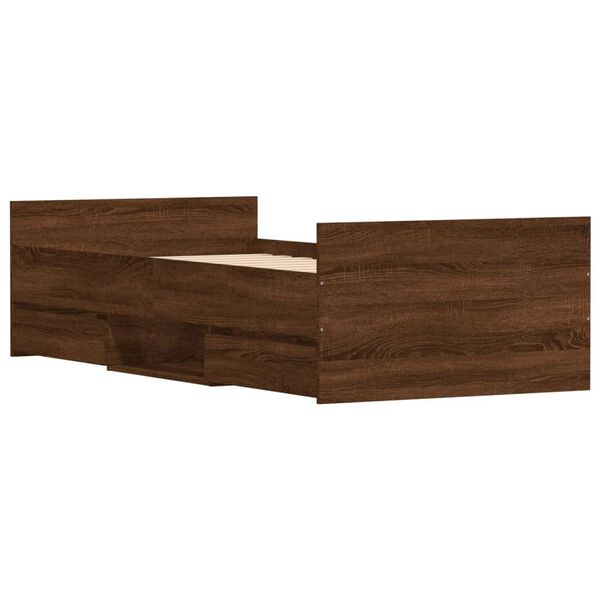 vidaXL Posteľn&yacute; r&aacute;m s predn&yacute;m a zadn&yacute;m čelom, hned&yacute; dub 100x200 cm