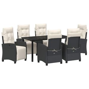vidaXL Z&aacute;hradn&yacute; jed&aacute;lensk&yacute; set s vank&uacute;&scaron;om 7 pcs Čierna polyratan