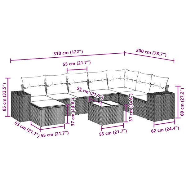 vidaXL 9-dielna z&aacute;hradn&aacute; jed&aacute;lensk&aacute; sada s vank&uacute;&scaron;mi čierna polyratan