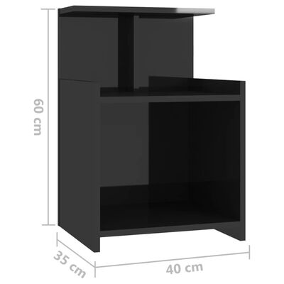vidaXL Nočné stolíky 2 ks, lesklé čierne 40x35x60 cm, kompozitné drevo