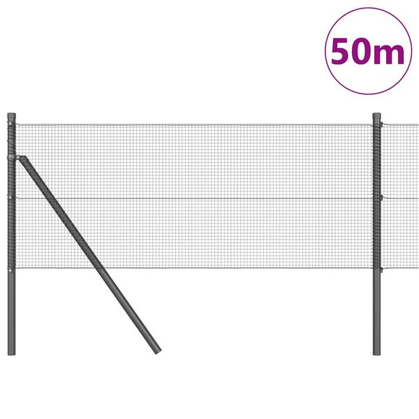vidaXL Stĺp na plot. Siv&aacute; 50 x 0,6 m (12 x 12 mm pletivo) Ocel a PVC