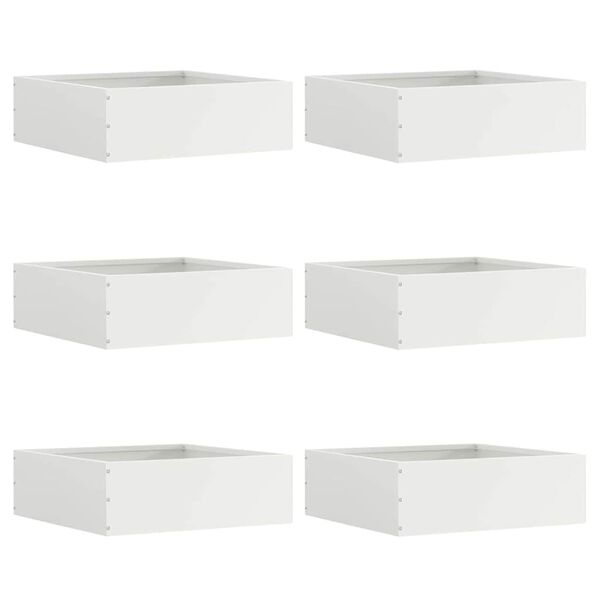 vidaXL Obrubn&iacute;k tr&aacute;vnika 6 pcs Biela 40 x 40 x 13 cm Oceľ