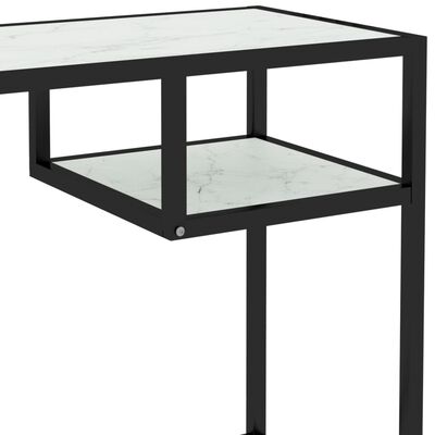 vidaXL Počítačový stôl, biely mramor 100x36x74 cm, tvrdené sklo