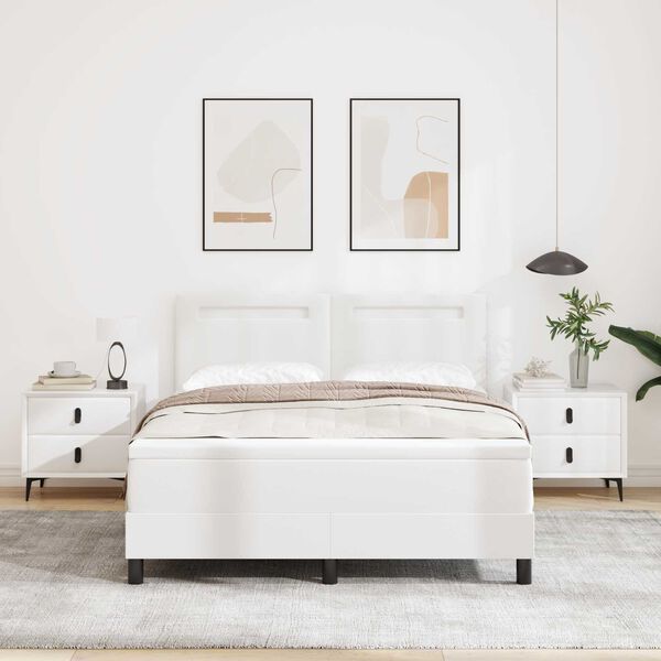 vidaXL Posteľ s pružinov&yacute;m r&aacute;mom Biela 160 x 200 cm Umel&aacute; koža