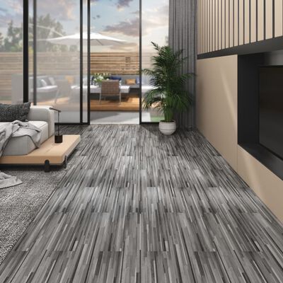 vidaXL Nesamolepiace podlahové dosky, PVC 5,26 m² 2 mm, sivé pruhy