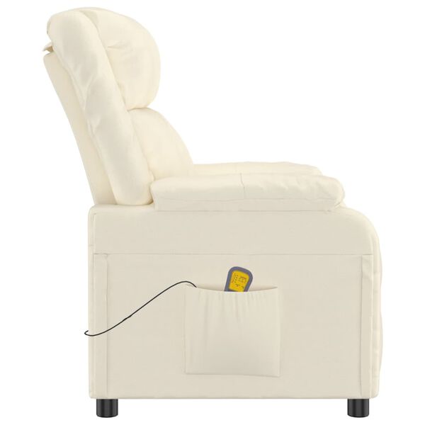 vidaXL Masážne kreslo, krémové, umelá koža