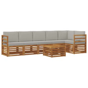 vidaXL S&uacute;pravy pohoviek s vank&uacute;&scaron;om 7 pcs Pr&iacute;rodn&aacute; a svetlosiv&aacute;