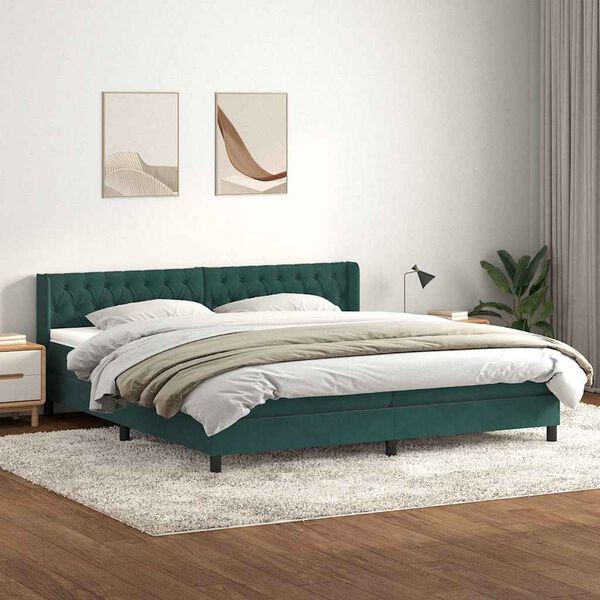 vidaXL Box Spring Posteľ s matracom Tmavo zelen&aacute; 200x210 cm Zamat