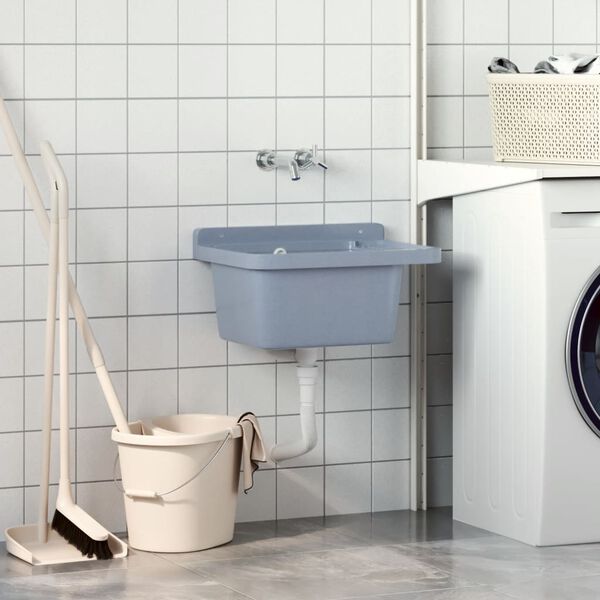 vidaXL Um&yacute;vadlo na mont&aacute;ž na stenu siv&eacute; 50x35x24 cm živica