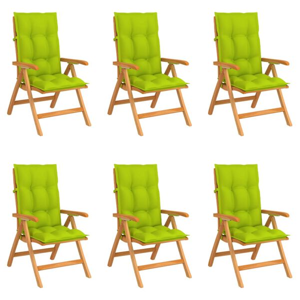 vidaXL Skl&aacute;pacie z&aacute;hradn&eacute; stoličky s podložkami 6 ks t&iacute;kov&yacute; mas&iacute;v