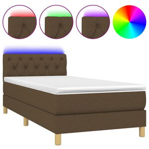 vidaXL Posteľ boxsping s matracom a LED tmavohned&aacute; 80x200 cm l&aacute;tka