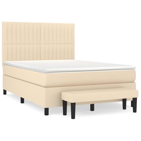 vidaXL Posteľn&yacute; r&aacute;m boxspring s matracom kr&eacute;mov&yacute; 140x200 cm l&aacute;tka