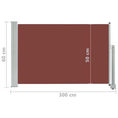 vidaXL Zaťahovacia bočná markíza na terasu hnedá 60x300 cm