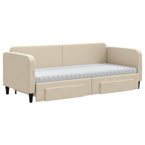 vidaXL Rozkladacia denná posteľ so zásuvkami krémová 80x200 cm látka