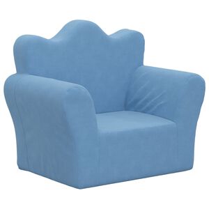 vidaXL Detsk&aacute; pohovka modr&aacute; m&auml;kk&yacute; ply&scaron;