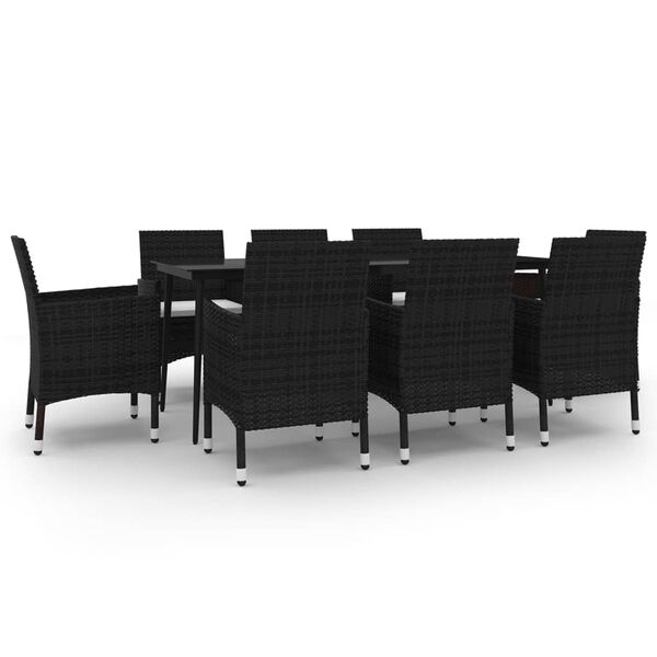 vidaXL 9-dielna z&aacute;hradn&aacute; jed&aacute;lensk&aacute; s&uacute;prava s vank&uacute;&scaron;mi polyratan sklo