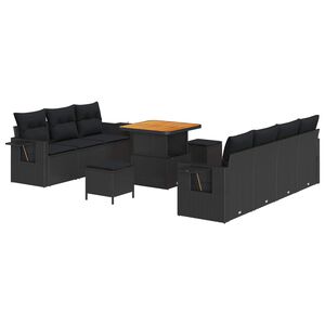 vidaXL S&uacute;prava z&aacute;hradn&yacute;ch pohoviek s vank&uacute;&scaron;om 10 pcs Čierna