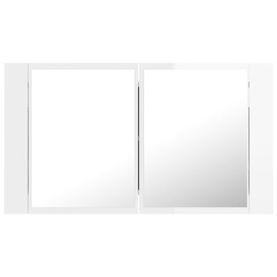 vidaXL LED kúpeľňová zrkadlová skrinka lesklá biela 80x12x45 cm akryl