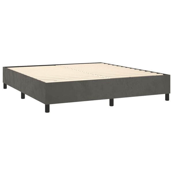 vidaXL Posteľn&yacute; r&aacute;m boxspring s matracom tmavosiv&yacute; 200x200 cm zamat