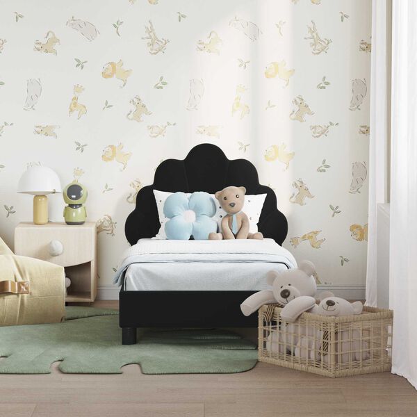 vidaXL Rám detskej postele s čelom Čierna 70 x 140 cm Zamat