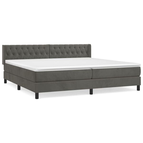 vidaXL Posteľn&yacute; r&aacute;m boxspring s matracom tmavosiv&yacute; 200x200 cm zamat