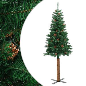 vidaXL &Uacute;zky vianočn&yacute; stromček, prav&eacute; drevo a &scaron;i&scaron;ky, zelen&yacute; 180 cm, PVC