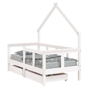 vidaXL R&aacute;m detskej postele so z&aacute;suvkami biely 70x140 cm mas. borovica