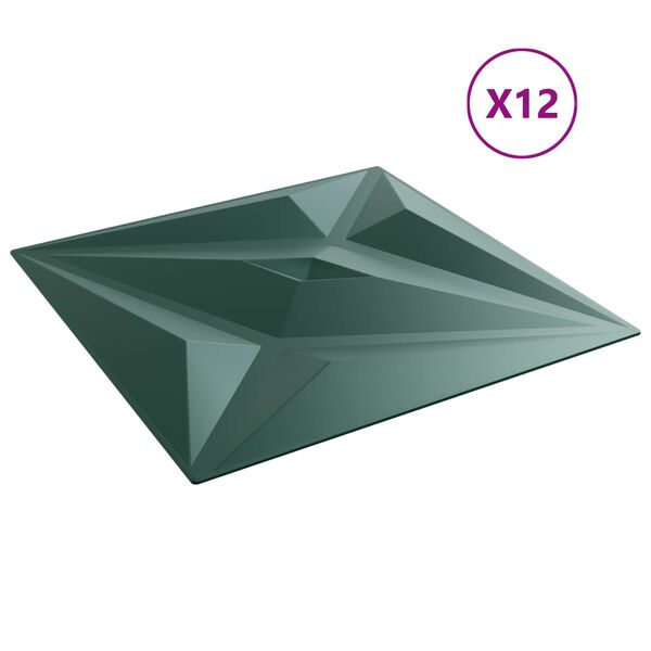 vidaXL N&aacute;stenn&eacute; panely Hviezda 12 pcs Star Zelen&yacute; 50 x 50 cm XPS Pena
