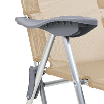 vidaXL Skladacie kempingové stoličky s podnožkami 2ks, krémové, hliník