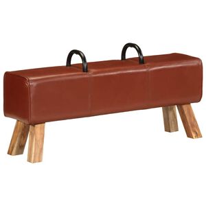 vidaXL Gymnastick&aacute; lavička hned&aacute; 110 cm prav&aacute; koža