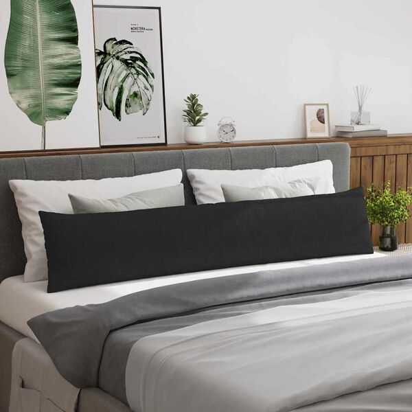 vidaXL Vankúše na pohovku 2 pcs Čierna 200 x 40 cm látka