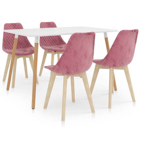 vidaXL 5-dielna jedálenská súprava ružová