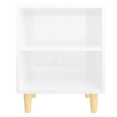 vidaXL Nočné stolíky, nohy z masívu 2 ks, lesklé biele 40x30x50 cm