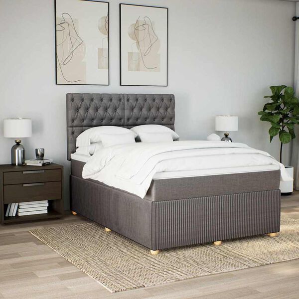 vidaXL Posteľn&yacute; r&aacute;m boxspring s matracom sivohned 140x200 cm l&aacute;tka