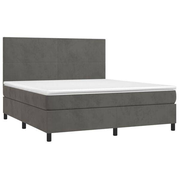 vidaXL Posteľn&yacute; r&aacute;m boxspring s matracom tmavosiv&yacute; 160x200 cm zamat