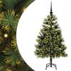 vidaXL Umel&yacute; vianočn&yacute; stromček s pni&scaron;kami Zelen&aacute; 120 cm PVC a PE a kov