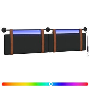 vidaXL Z&aacute;vesn&eacute; čelo postele S LED svetlom Čierna Antik PU