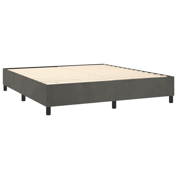vidaXL Posteľn&yacute; r&aacute;m boxspring s matracom tmavosiv&yacute; 180x200 cm zamat