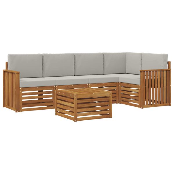 vidaXL S&uacute;pravy pohoviek s vank&uacute;&scaron;om 6 pcs Pr&iacute;rodn&aacute; a svetlosiv&aacute;