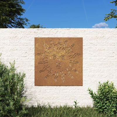 vidaXL Záhradná dekorácia 55x55cm kortenová oceľ dizajn slnka