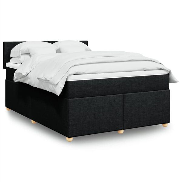 vidaXL Posteľn&yacute; r&aacute;m boxspring s matracom čierny 160x200 cm l&aacute;tka