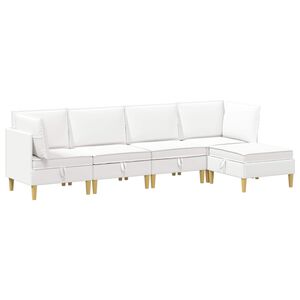 vidaXL Modul&aacute;rny pohovkov&yacute; set s &uacute;ložn&yacute;m priestorom 5 pcs Biela L&aacute;tka