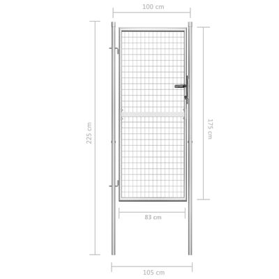 vidaXL Záhradná brána, pozinkovaná oceľ 105x225 cm, strieborná